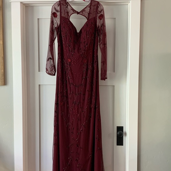 Adrianna Papell Dress mother of bride merlot wine burgundy beaded